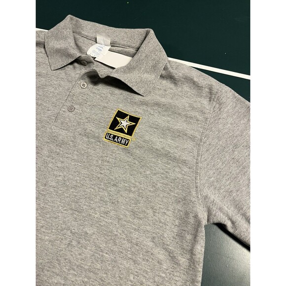 US Army Embroidered Short Sleeve Gray Polo Shirt LARGE Patriotic Military USA - Picture 1 of 6